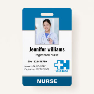 Custom Logo Employee Photo Name Nurse elegant ID ID Badge