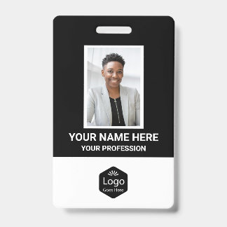 Custom Logo Employee Photo Personalised Black ID Badge