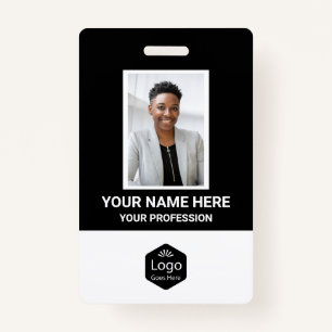 Custom Logo Employee Photo Personalised Black ID Badge
