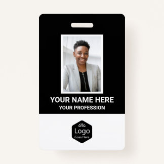 Custom Logo Employee Photo Personalised Black ID Badge