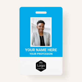 Custom Logo Employee Photo Personalised Blue ID Badge