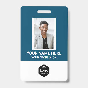 Custom Logo Employee Photo Personalised Blue ID Badge