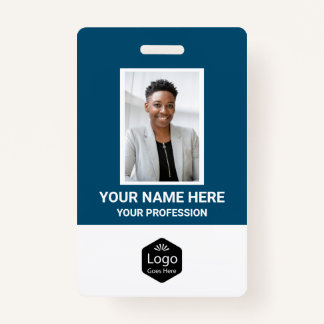 Custom Logo Employee Photo Personalised Blue ID Badge