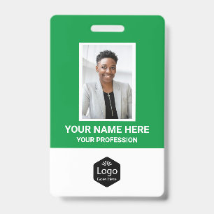 Custom Logo Employee Photo Personalised Green ID Badge