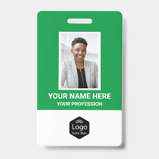 Custom Logo Employee Photo Personalised Green ID Badge