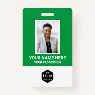 Custom Logo Employee Photo Personalised Green ID Badge