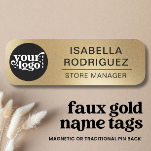 Custom Logo Employee Safety Pin or Magnetic Faux G Name Tag