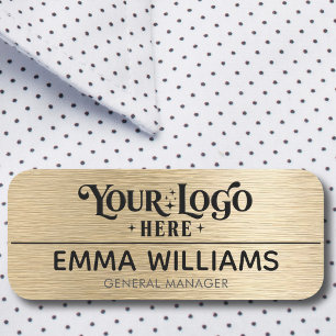 Custom Logo Employee Safety Pin or Magnetic Gold Name Tag
