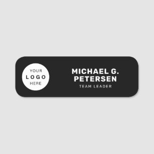 Custom logo employee staff magnetic or pin black name tag