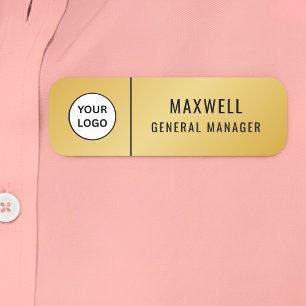 Custom Logo Employee Staff Safety Pin Gold Name Tag