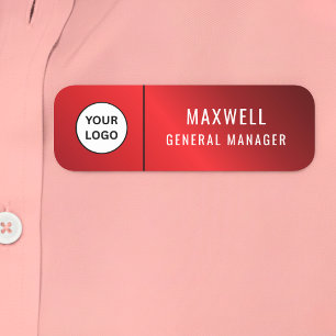 Custom Logo Employee Staff Safety Pin Red Name Tag