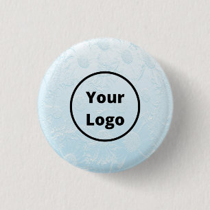 Custom logo engraved blue floral 3 cm round badge