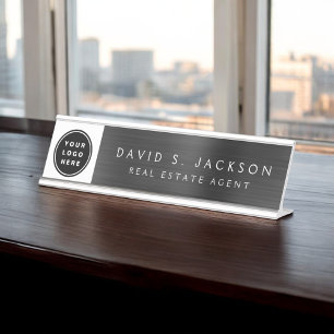 Custom Logo Executive Black Professional Desk Name Plate