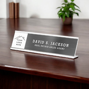 Custom Logo Executive Black Professional Desk Name Plate