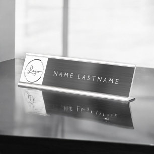 Custom Logo Executive Black Professional Desk Name Plate