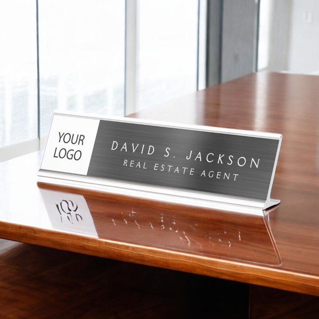 Custom Logo Executive Black Professional Desk Name Plate (Creator Uploaded)