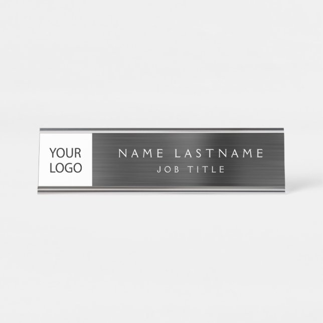 Custom Logo Executive Black Professional Desk Name Plate (Front)