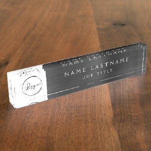 Custom Logo Executive Black Professional Nameplate