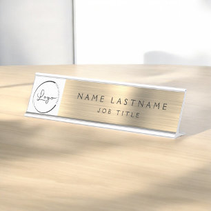 Custom Logo Executive Gold Business Professional Desk Name Plate