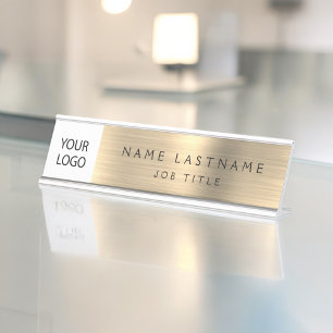 Custom Logo Executive Gold Business Professional Desk Name Plate
