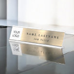 Custom Logo Executive Gold Business Professional Desk Name Plate<br><div class="desc">Custom add your own Company Logo Luxury Executive Gold Foil Metallic Stainless Steel Minimalist Business Name Plate with white lettered typography for the monogrammed add your own name and job title or position. The Metal Business Professional Name Plate can be customised with your name. Please contact the designer for customised...</div>