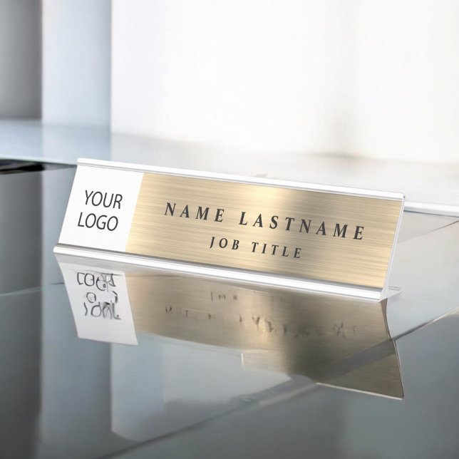 Custom Logo Executive Gold Business Professional Desk Name Plate (Creator Uploaded)