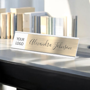 Custom Logo Executive Gold Professional Desk Name Plate