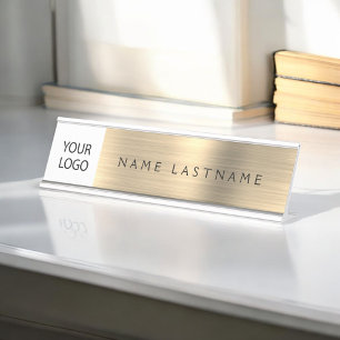 Custom Logo Executive Gold Professional Desk Name Plate