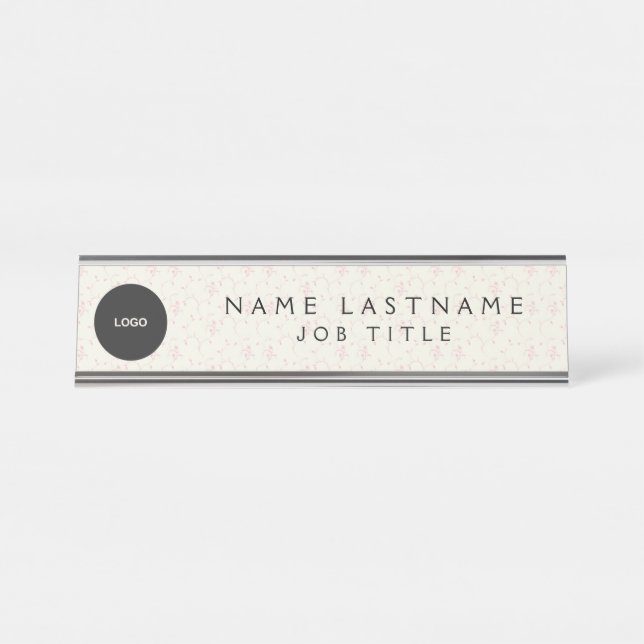 Custom Logo Executive Navy Blue Professional Desk Name Plate (Front)