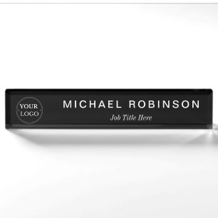 Custom Logo Executive Professional Black Nameplate