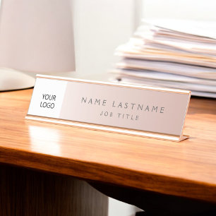 Custom Logo Executive Rose Gold Professional Desk Name Plate