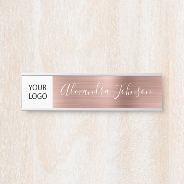 Custom Logo Executive Rose Gold Professional Door Sign (Front)