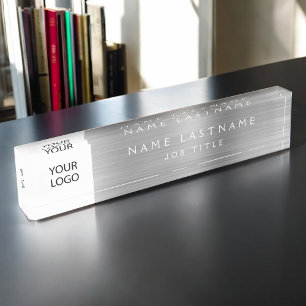 Custom Logo Executive Silver Professional Nameplate
