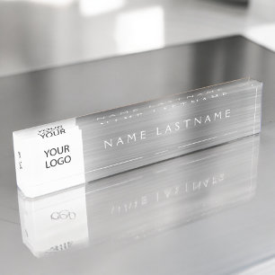 Custom Logo Executive Silver Professional Nameplate