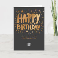 Custom Logo Faux Gold 3d Happy Birthday Dark Grey
