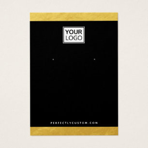 Custom logo faux gold borders earring display card