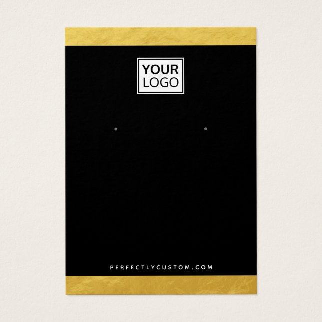 Custom logo faux gold borders earring display card (Front)