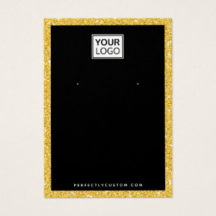 Custom logo faux gold glitter earring display card
