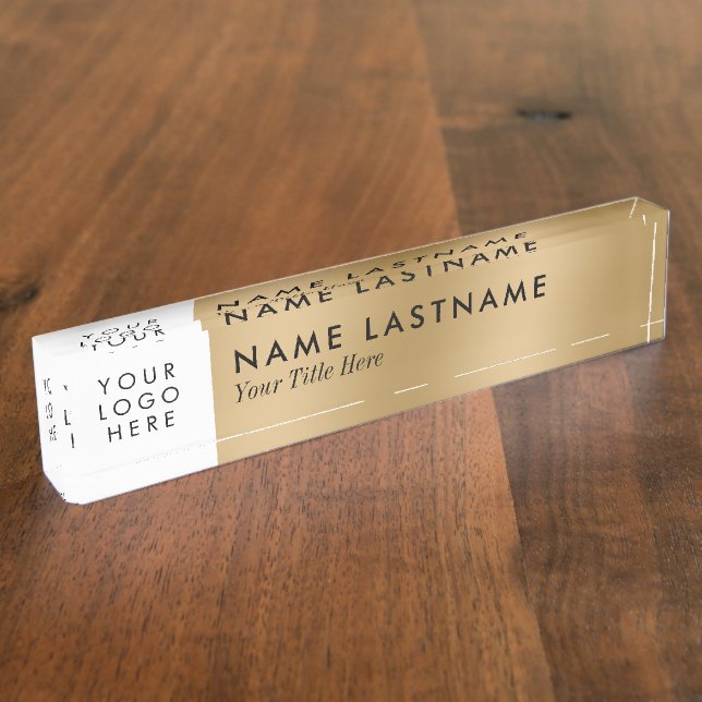 Custom Logo Faux Gold Minimalist Modern Nameplate (Side)