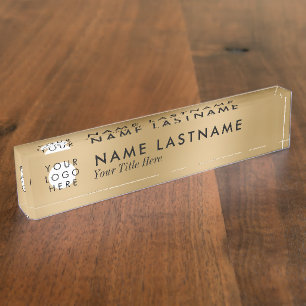 Custom Logo Faux Gold Minimalist Simple Modern Nameplate