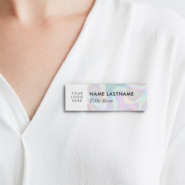 Custom Logo Faux Holographic Magnet Title Name Tag (Creator Uploaded)