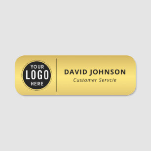 Custom Logo Faux Metallic Gold Customer Service Name Tag