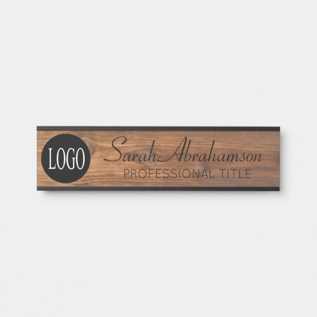 Custom Logo Faux Wood Grain Name Plate (Front)