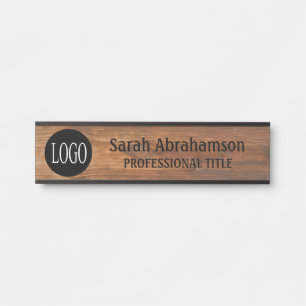 Custom Logo Faux Wood Grain Office Door SIgn