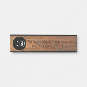 Custom Logo Faux Wood Grain Office Door SIgn