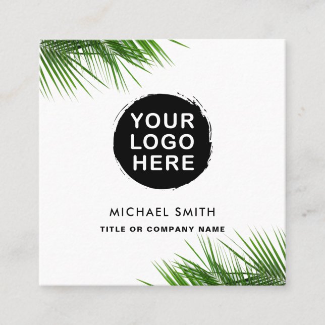 Custom logo feminine minimalist logo circle square business card (Front)