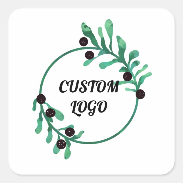 Custom Logo Floral Wreath Classic Round Sticker (Front)