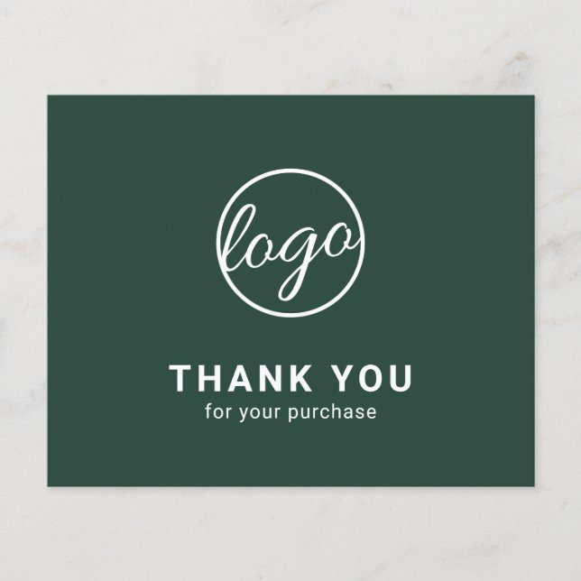 Custom Logo Forest Green Budget Thank You Card (Front)