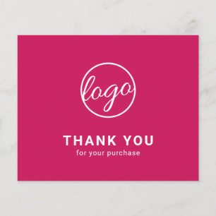 Custom Logo Fuchsia Hot Pink Budget Thank You Card