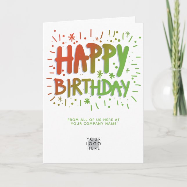Custom Logo Fun Happy Birthday Text Red Green Card (Front)